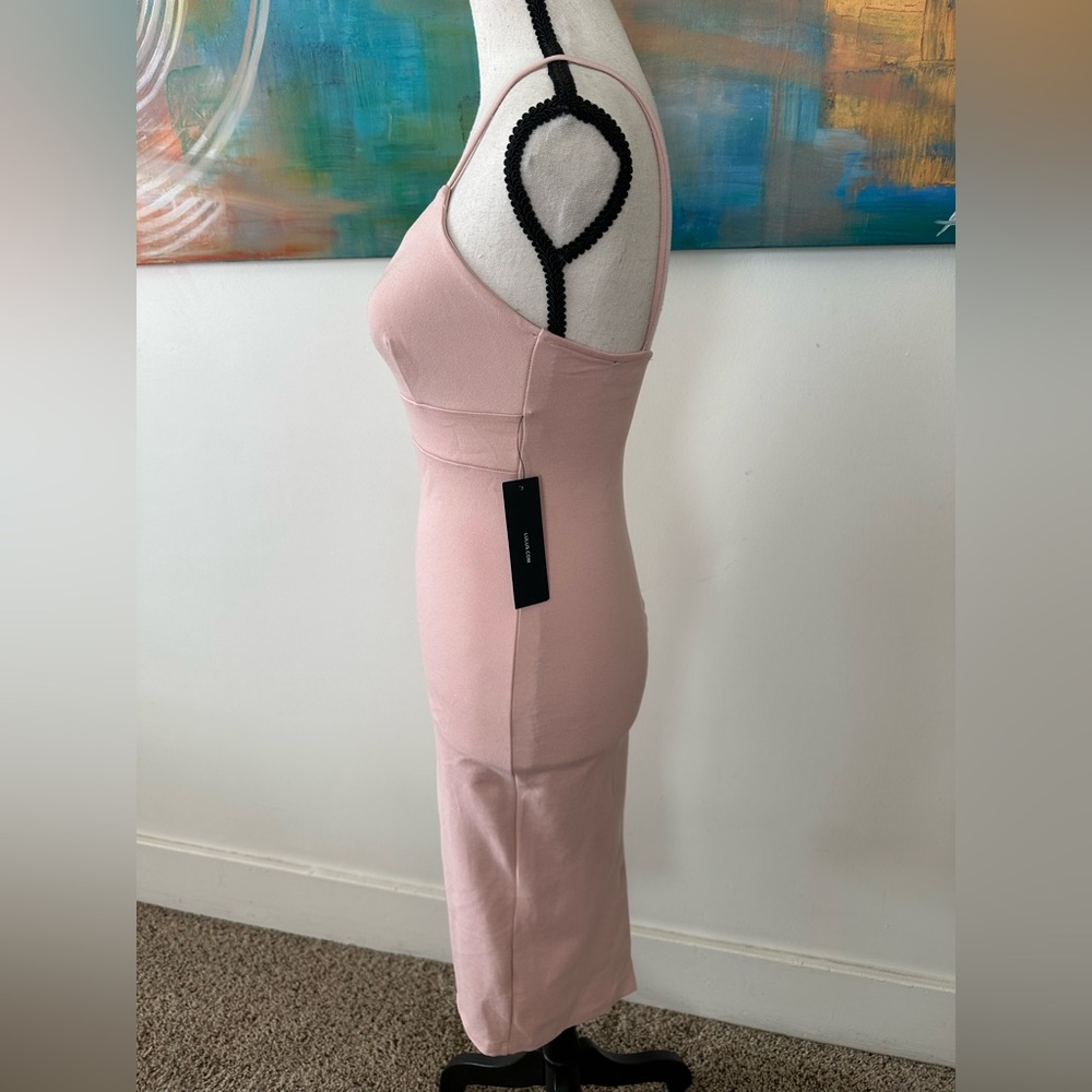 Lulus New With Tags Blush Pink Don’t Tell ‘Em Bodycon Midi Dress Size S - Picture 8 of 14